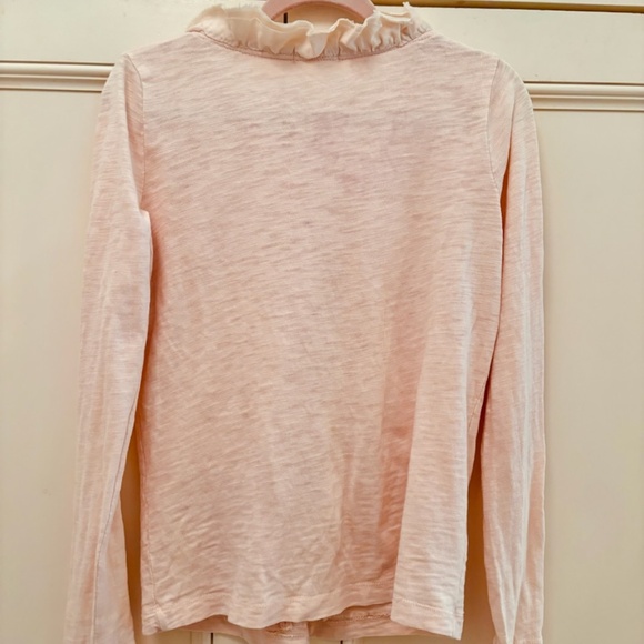 crewcuts peach ruffle collar cotton cardigan w/ zipper pockets size 10 - Picture 2 of 2